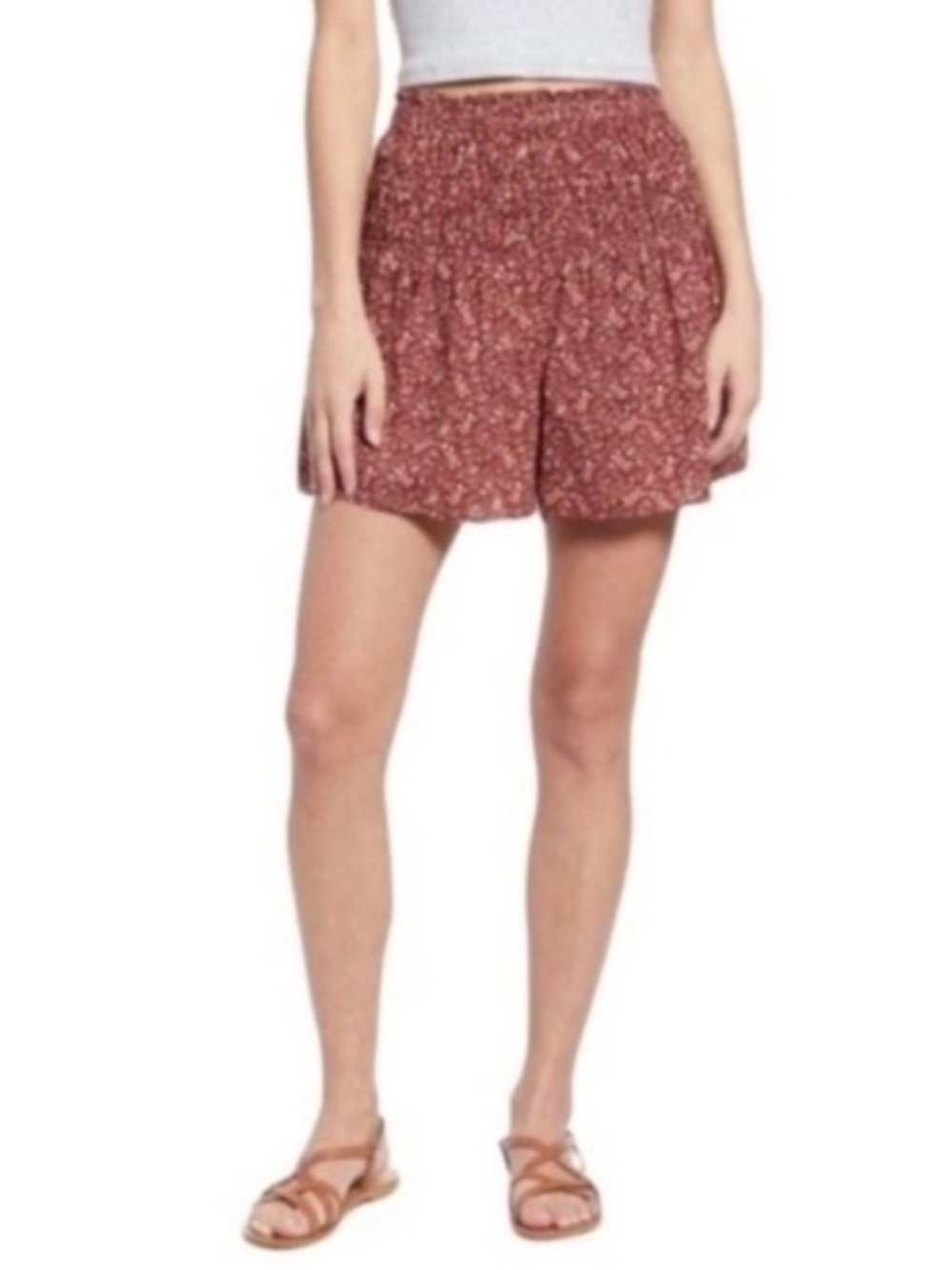 Madewell Smocked Waist Rust Floral size S NWOT